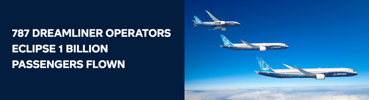 787 Dreamliner Operators Eclipse 1 Billion Passengers Flown