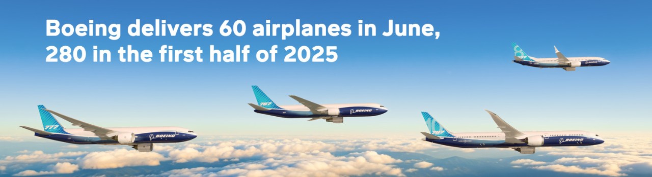 Boeing delivers 60 airplanes in June, 280 in the first half of 2025