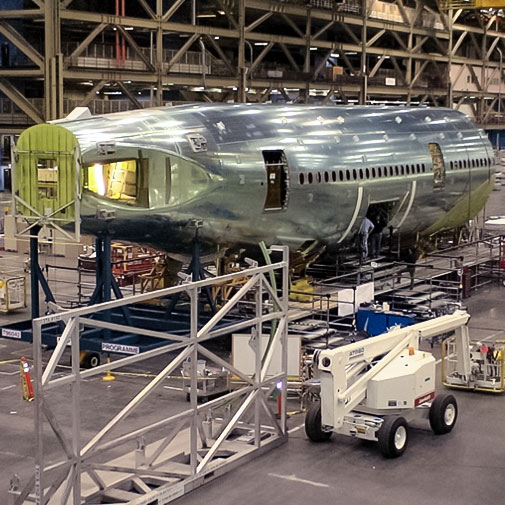 Boeing first tested upright, determinant assembly in 777 production in late 2005.