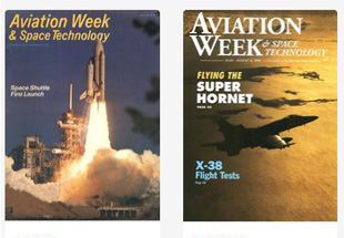 Picture of Aviation Week covers.