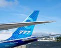 Wing in flight mode and tail of 777X-9
