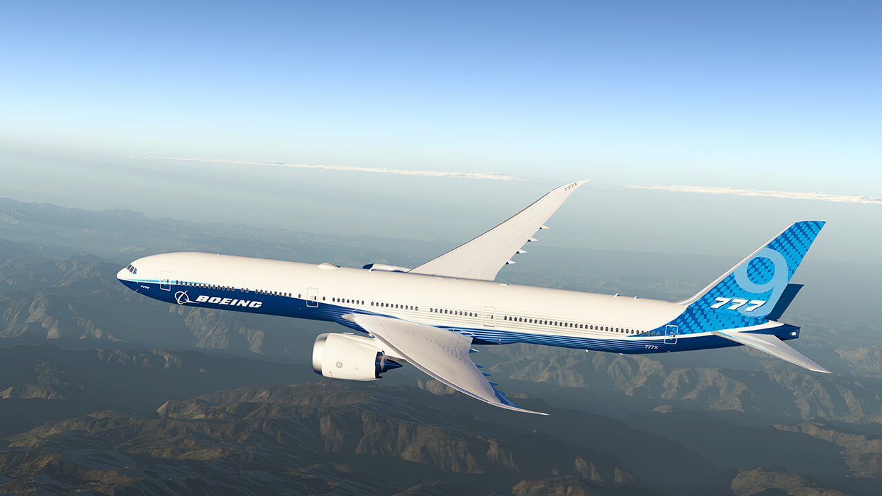 Picture of 7 7 7 x in flight.