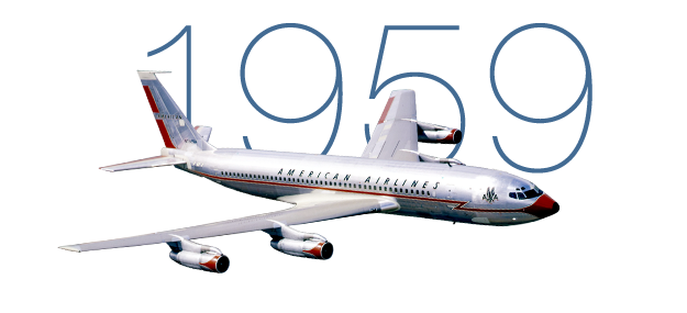 Image result for first transcontinental flight of a boeing 737 by american airlines in 1959