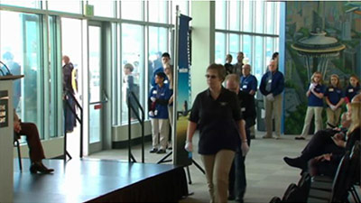 A 787 donation celebration