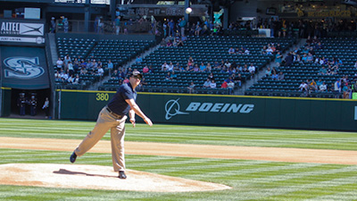Boeing military veteran has a moment on the mound