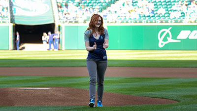 Perfect strike: Boeing employee helps throw a salute to armed forces