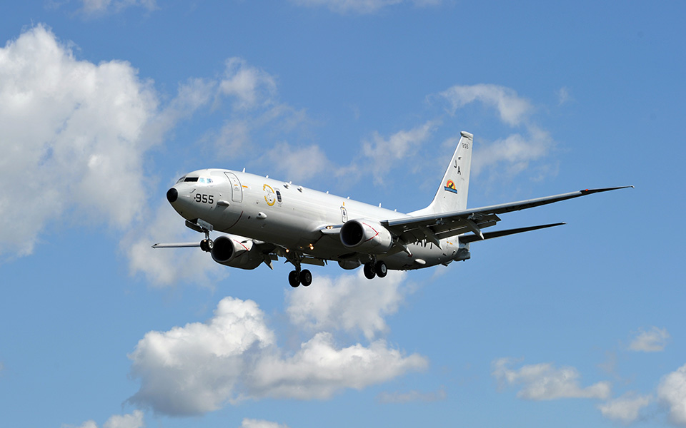 Picture of P-8 aircraft in flight.