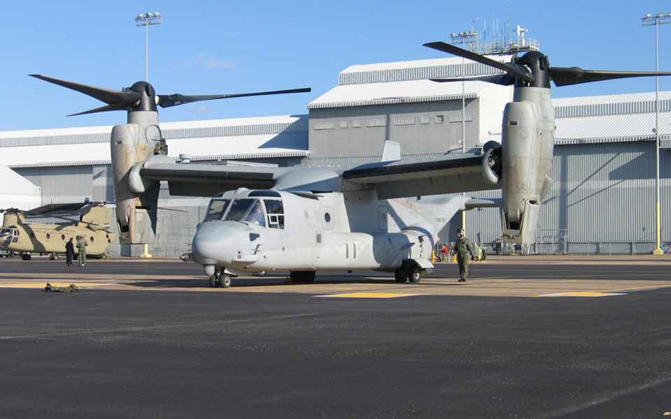 V-22 aircraft on ramp