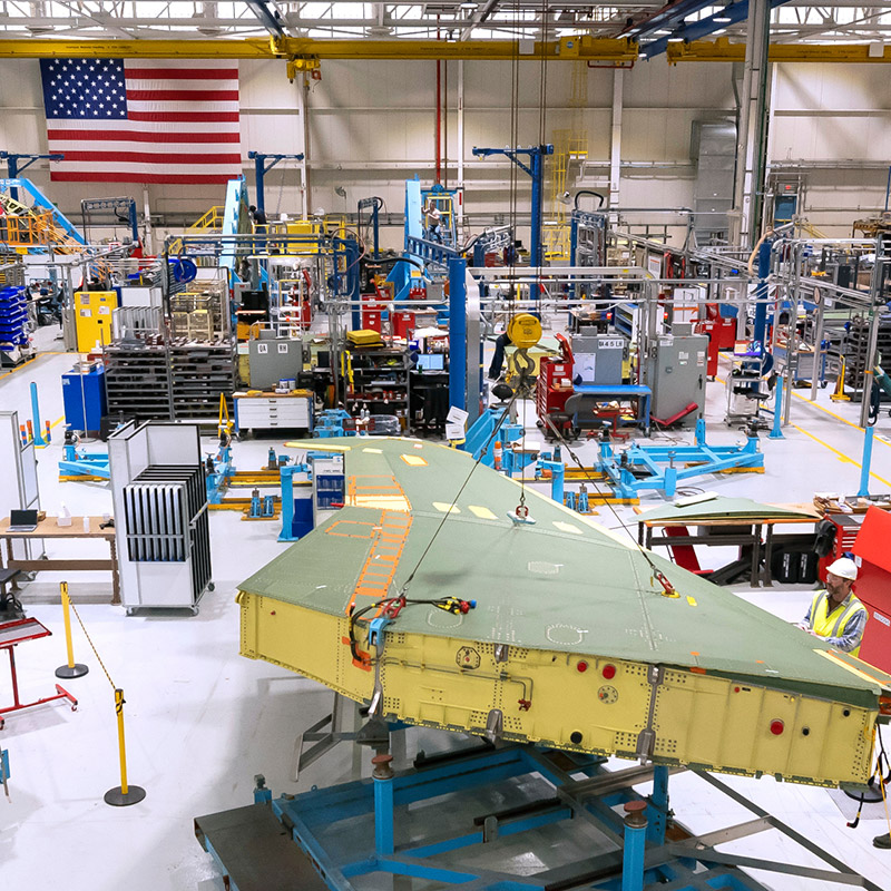 Interior shot of Boeing factory