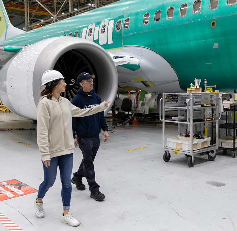 Workers walking in the factory