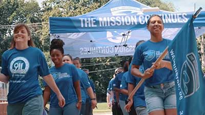 Volunteers participate in a service project with The Mission Continues
