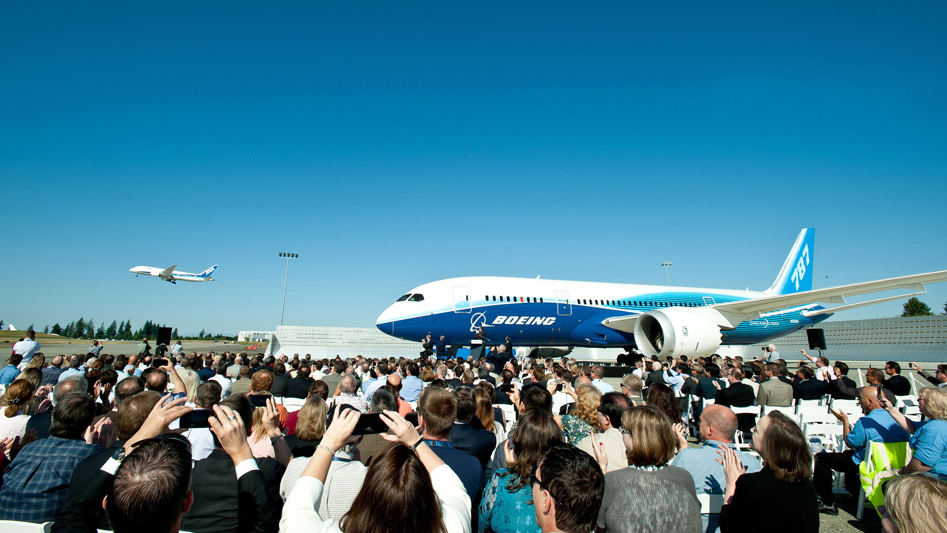 The second 787 Dreamliner, ZA002, made a special fly by during the type certification ceremony on August 26, 2011