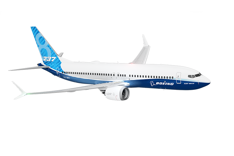 A 3-D rendering of the 737-8.