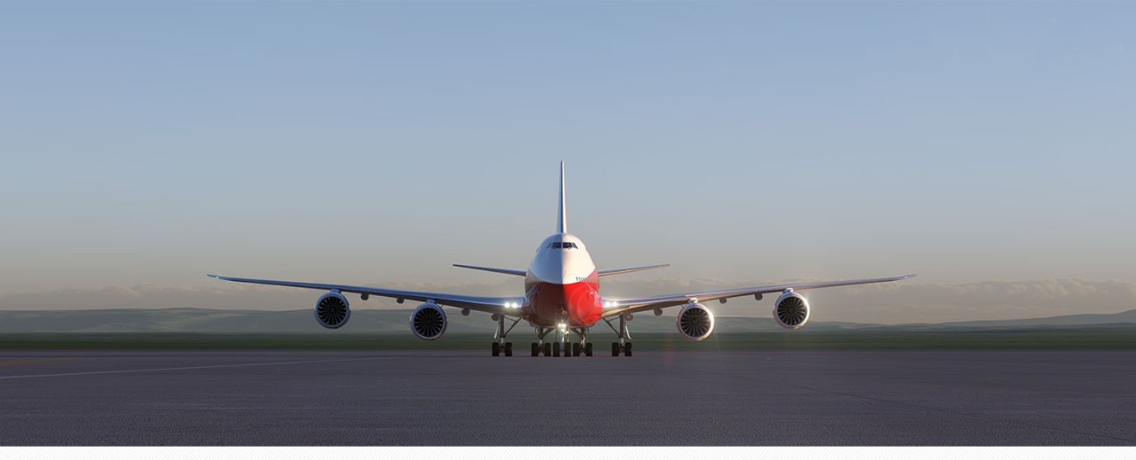 Image of 747 on runway