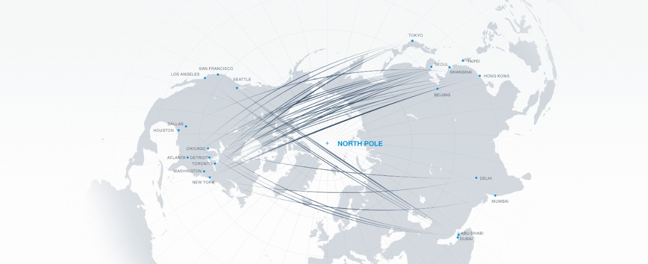 Map of 777 polar routes