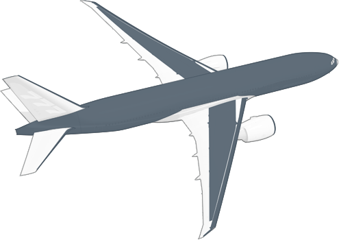 Aluminum exterior of 777 plane