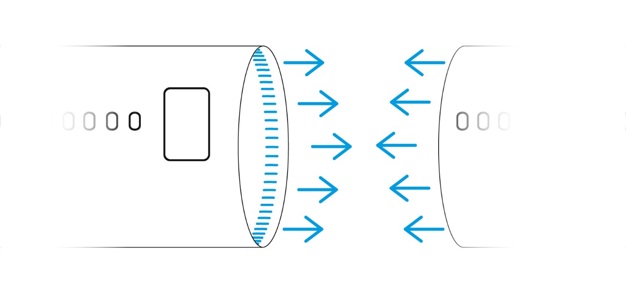 Illustration showing a fuselage with Long-wave gaps 