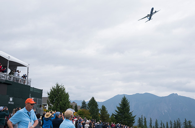777X flies over the Boeing Classic