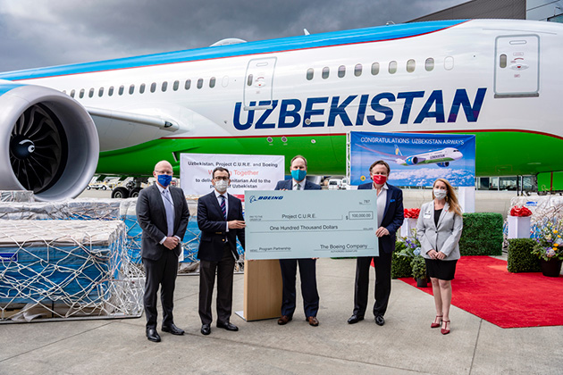 From left to right: Monte Frazier, BCA Sales; Javlon Vakhabov, Ambassador of the Republic of Uzbekistan; Bill McSherry, BCA Government Operations; Dr. Douglas Jackson, Project CURE President & C.E.O.; Melisa Esposti, Project CURE Director of Government and N.G.O. Relations.