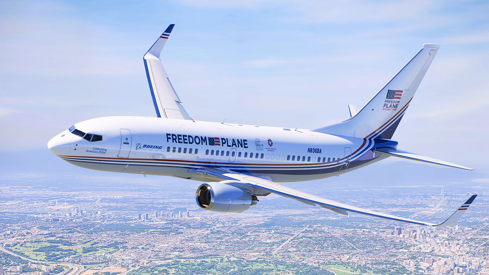 Rendering of the Boeing 737 in Freedom Plane livery