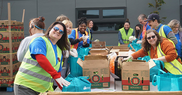 Volunteers working in food bank.