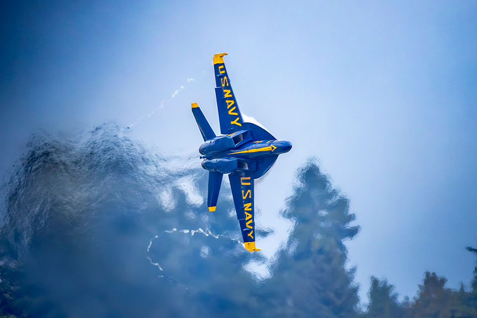 A U.S. Navy Blue Angel performs during the annual Boeing-sponsored Seafair Festival in Seattle.