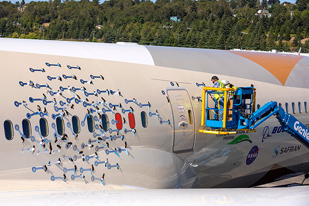 Microphones attached to the exterior of the ecoDemonstrator.