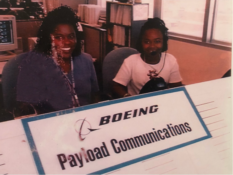 Chasity visiting her mother, Sharon Leek, on take-your-daughter-to-work day at Kennedy Space Center in 1998.