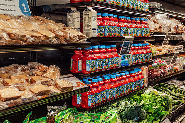 Shelves at a Washington food bank.