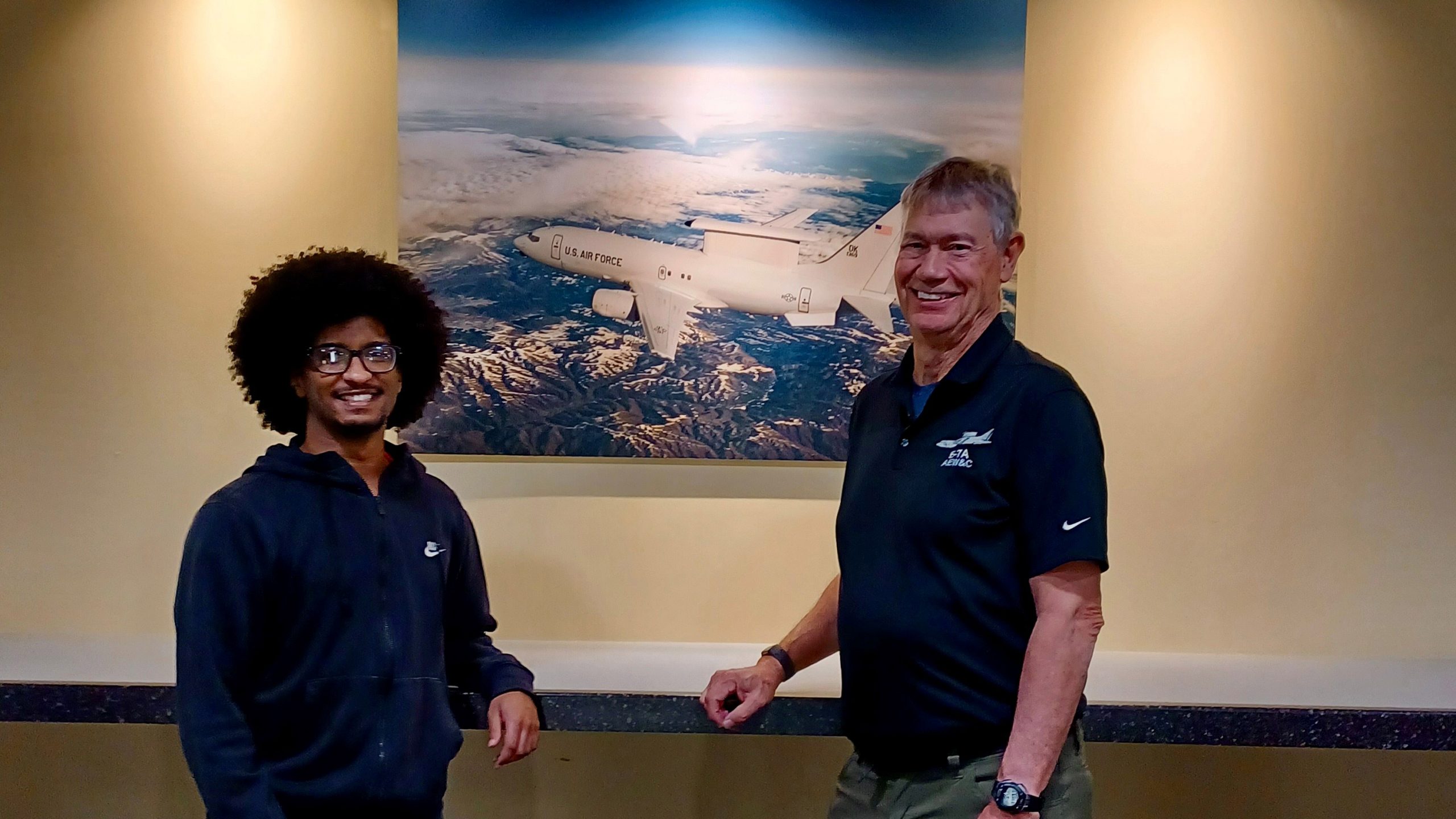 Blegen and Elias pose together at Boeing.
