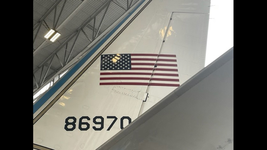 US flag on plane tail