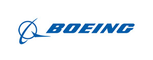 Boeing blue logo on white background