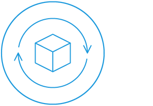 Icon with 2 arrows going clockwise around a box