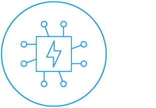 Icon of a box with a lightning bolt inside with nodes attached to box