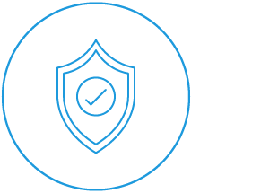 Icon of shield with a checkmark inside