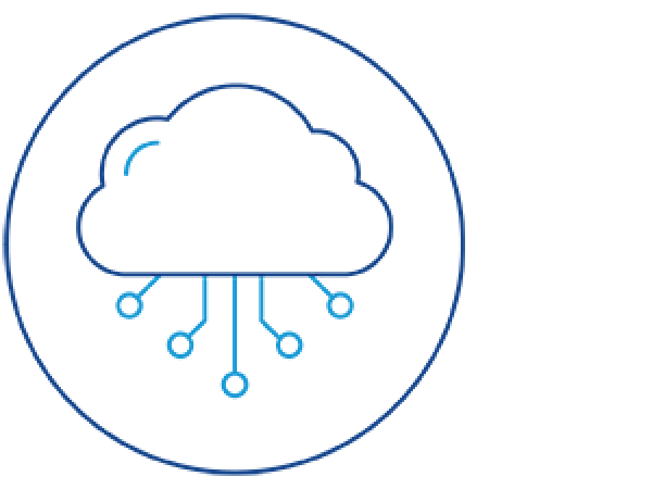 Icon of a cloud with data nodes raining out