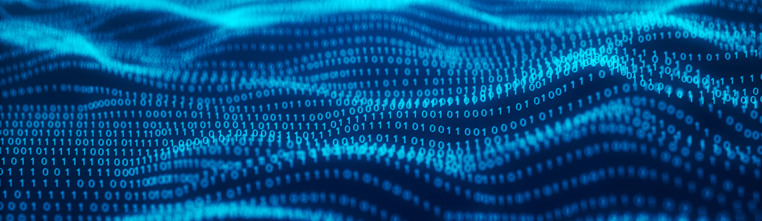 Conceptual image of binary numbers in a blue screen