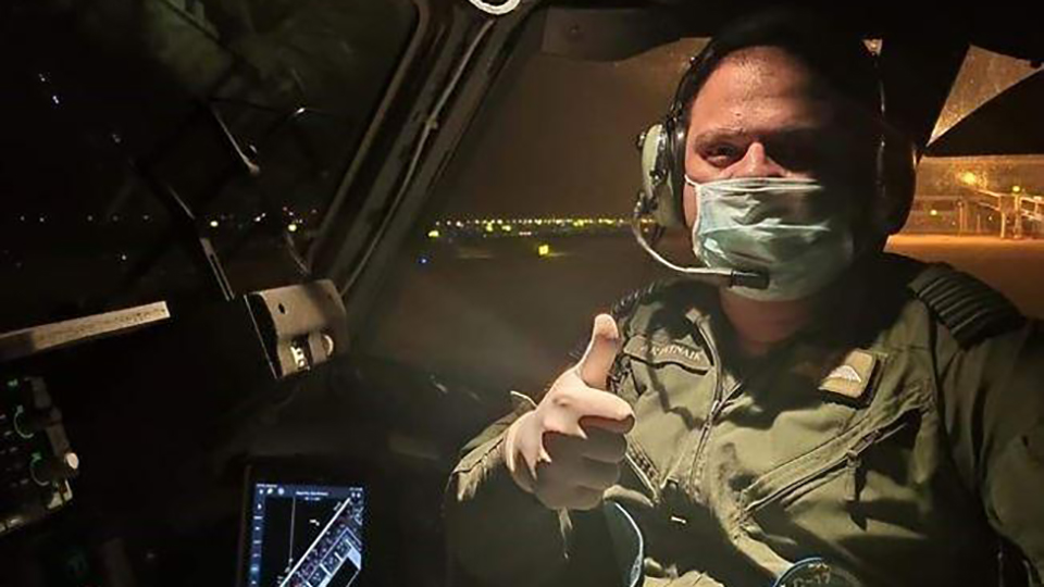 Indian Air Force pilot in C-17 flight deck