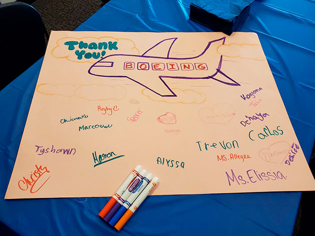 A thank-you note written by students