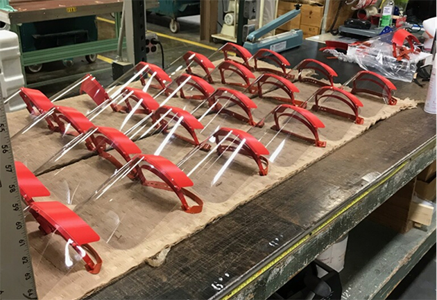 Face shields with 3d-printed frames