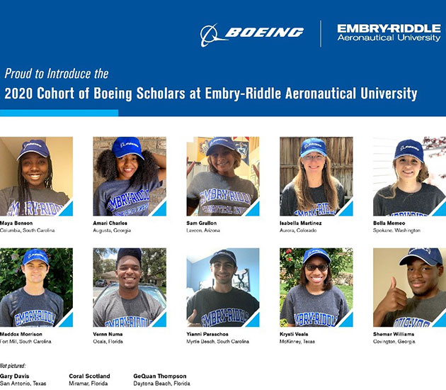 2020 Cohort of Boeing Scholars at Embry-Riddle Aeronautical University