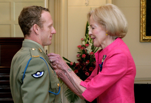 Mark Donaldson receives the Victoria Cross from Quentin Bryce, then-governor general of Australia