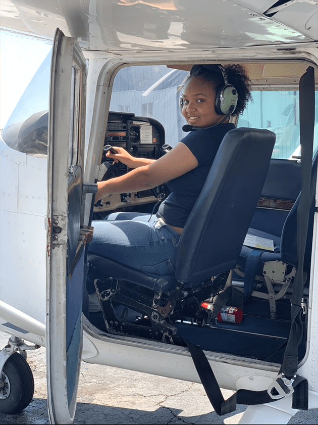 Cailey Stewart in flight deck