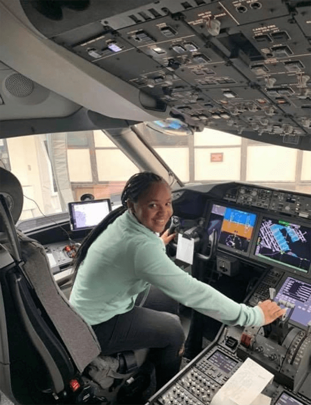Cailey Stewart in flight deck