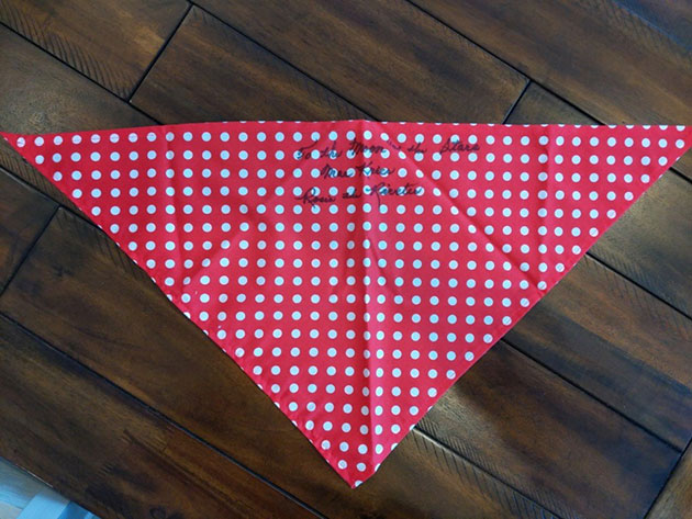 Rosie the Riveter scarf, autographed by Mae Krier