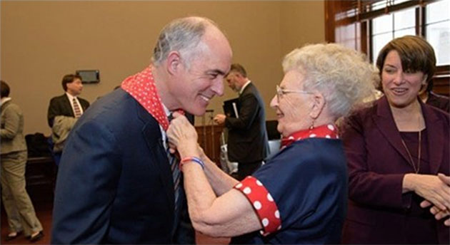 Mae Krier and Sen. Bob Casey 