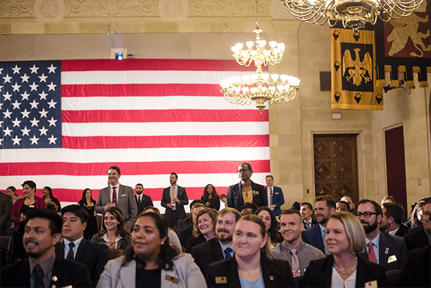 Student Veterans of America members in meeting