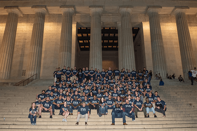 Student Veterans of America members on steps
