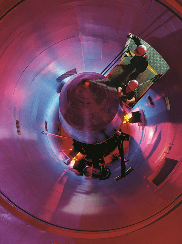 Missileers inspect a siloed ICBM