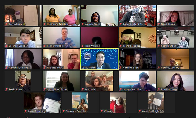 Participants on screen for Boeing South Carolina STEM Signing Day virtual event